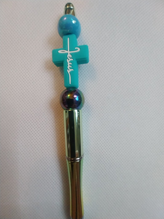Teal Silicone Cross Pen     P305